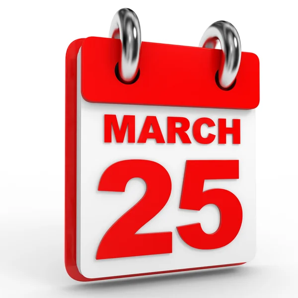 25 march calendar on white background. — Stock Photo, Image