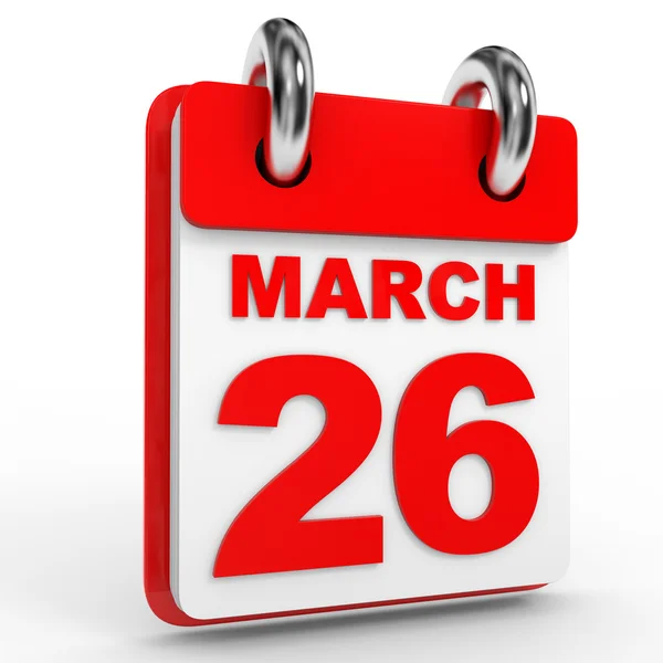 26. März Kalender auf weißem Hintergrund. — Stockfoto
