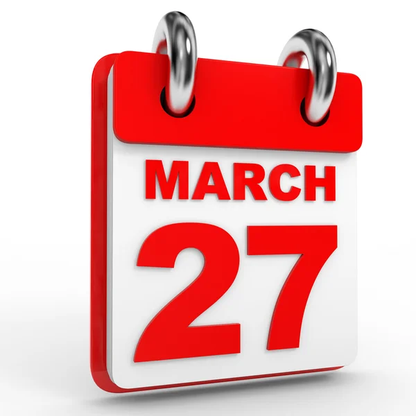 27 calendario de marzo sobre fondo blanco . — Foto de Stock
