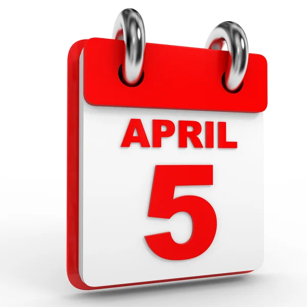5 calendário de abril no fundo branco . — Fotografia de Stock