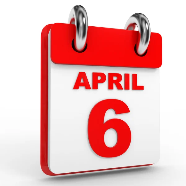 6 April Kalender auf weißem Hintergrund. — Stockfoto