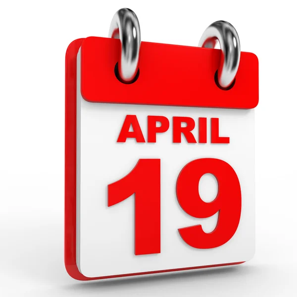 19 aprile calendario su sfondo bianco . — Foto Stock