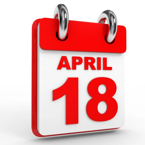 18 aprile calendario su sfondo bianco . — Foto Stock