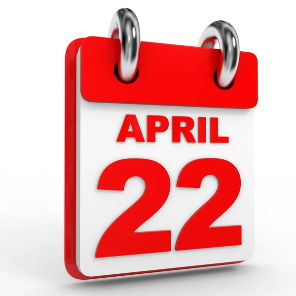 22 апреля календарь на белом фоне . — стоковое фото