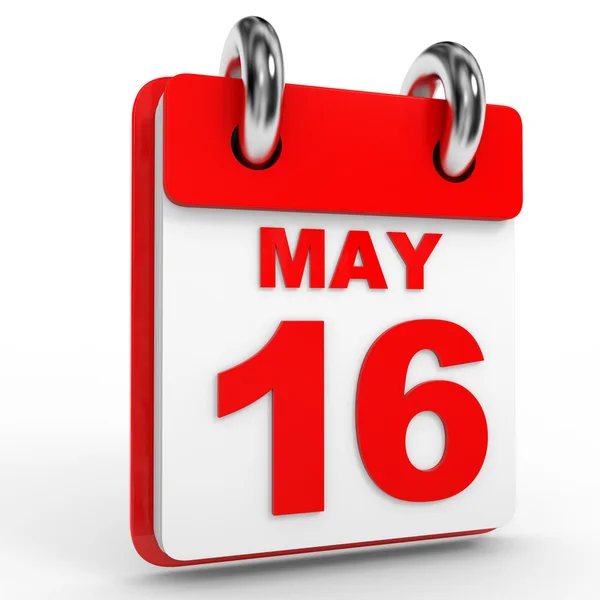 16. Mai Kalender auf weißem Hintergrund. — Stockfoto