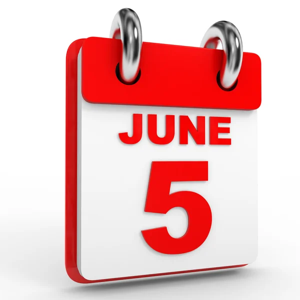 5 juni kalender på vit bakgrund. — Stockfoto