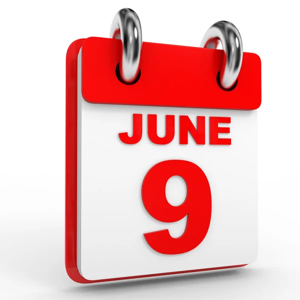 9 juni kalender på vit bakgrund. — Stockfoto