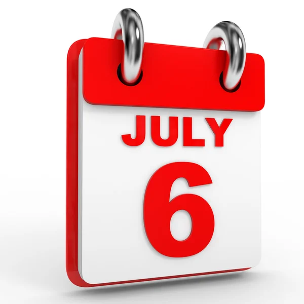 6 luglio calendario su sfondo bianco . — Foto Stock