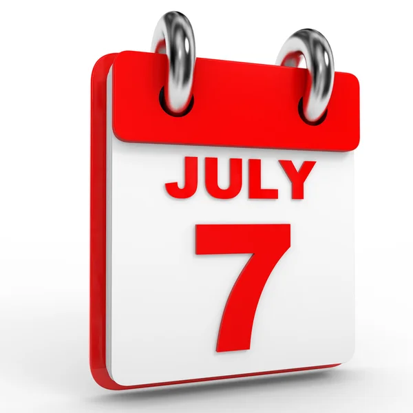 7 июля календарь на белом фоне . — стоковое фото