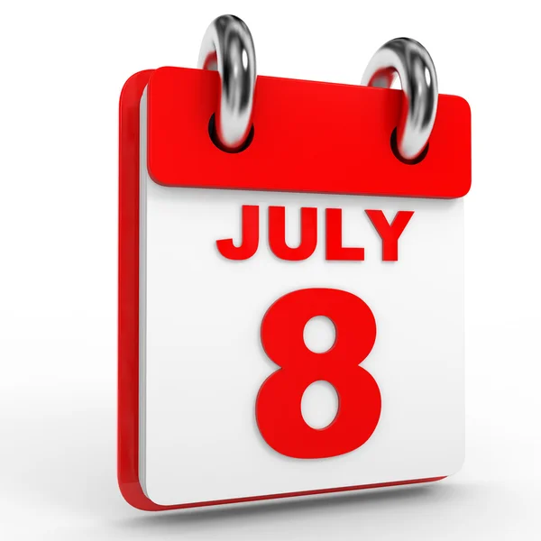 8 Julio calendario sobre fondo blanco . — Foto de Stock