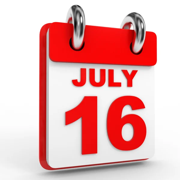 16 июля календарь на белом фоне . — стоковое фото