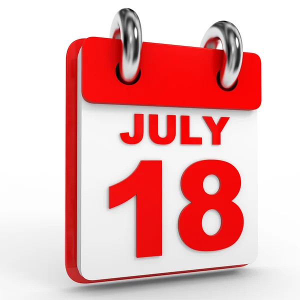 Július 18-naptárban fehér háttér. — Stock Fotó