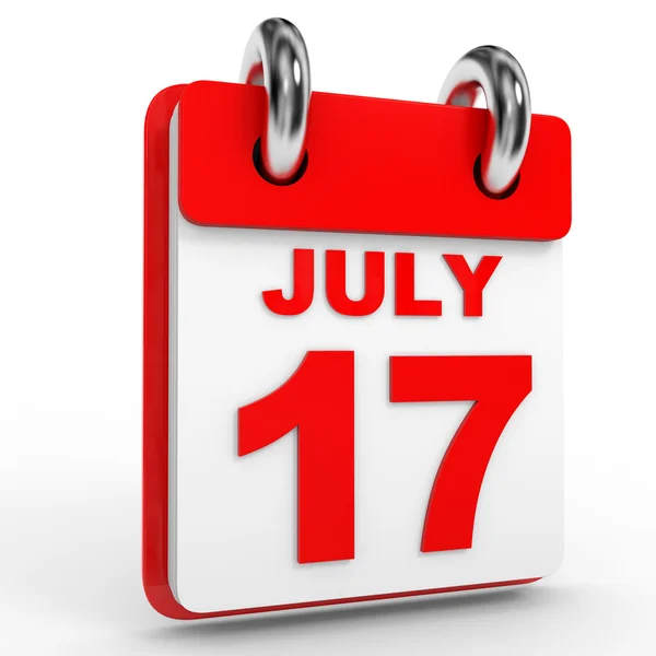 17 липня календар на білому тлі . — стокове фото