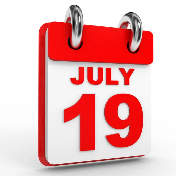 19 Julio calendario sobre fondo blanco . —  Fotos de Stock