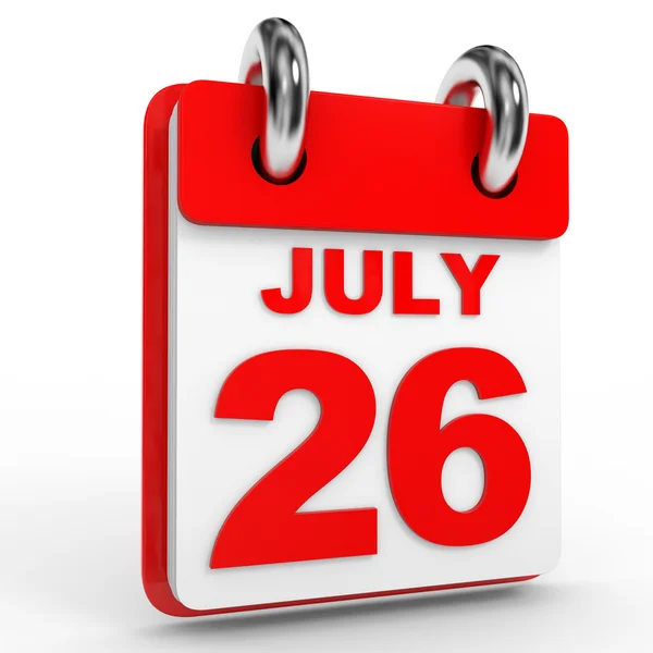 26 kalender july pada latar belakang putih . — Stok Foto
