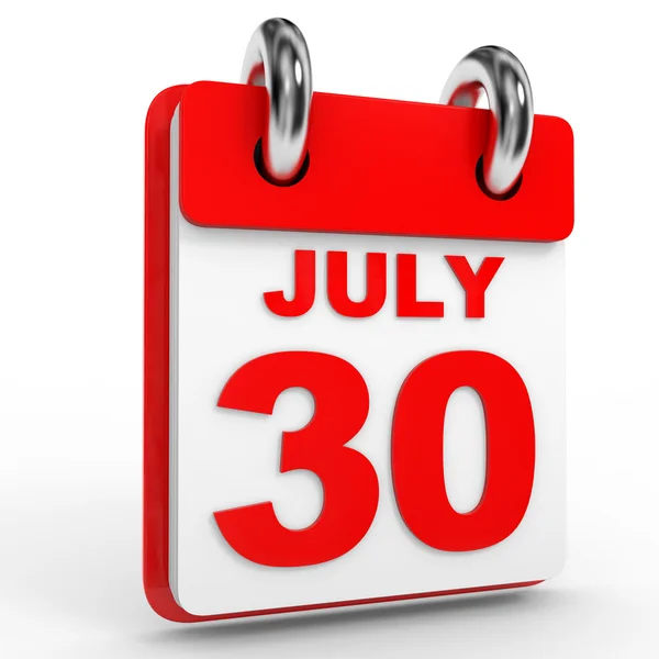 30 Julio calendario sobre fondo blanco . — Foto de Stock