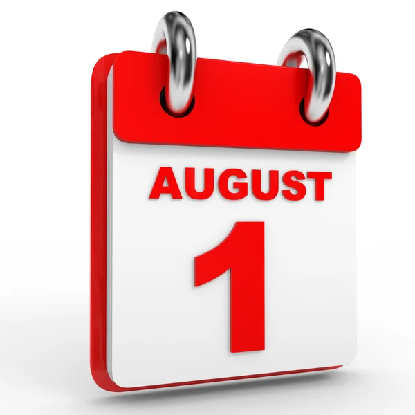 1 sierpnia kalendarz na białym tle. — Zdjęcie stockowe