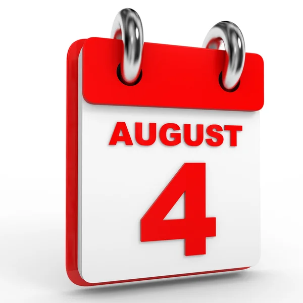 4 augusti kalender på vit bakgrund. — Stockfoto