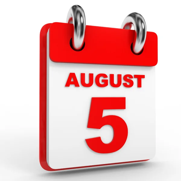 5 серпня календар на білому тлі . — стокове фото