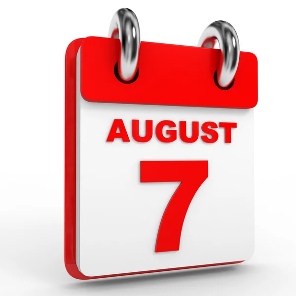 7 серпня календар на білому тлі . — стокове фото