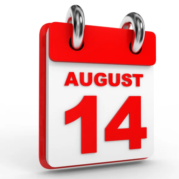 14 серпня календар на білому тлі . — стокове фото