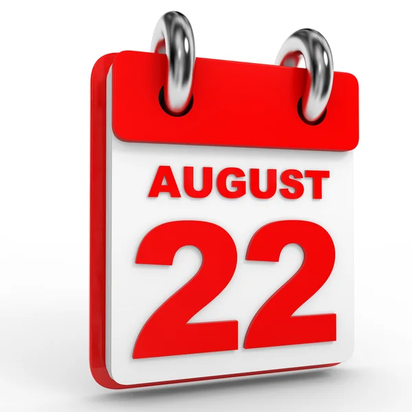 22. August Kalender auf weißem Hintergrund. — Stockfoto