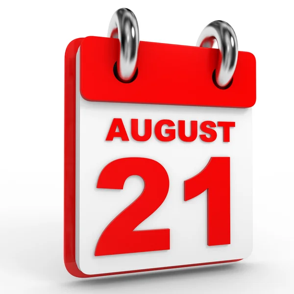 21 Αυγούστου ημερολόγιο σε άσπρο φόντο. — Φωτογραφία Αρχείου