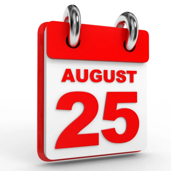 25 agosto calendário no fundo branco . — Fotografia de Stock
