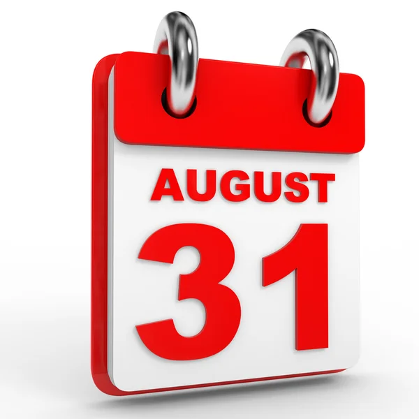 31 agosto calendario su sfondo bianco . — Foto Stock