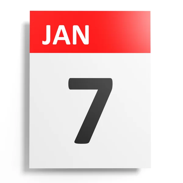 Календарь на белом фоне 7 января . — стоковое фото