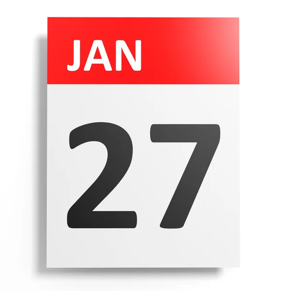 Kalendář na bílém pozadí. 27. ledna. — Stock fotografie