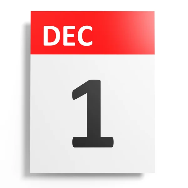 Kalendář na bílém pozadí. 1. prosince. — Stock fotografie