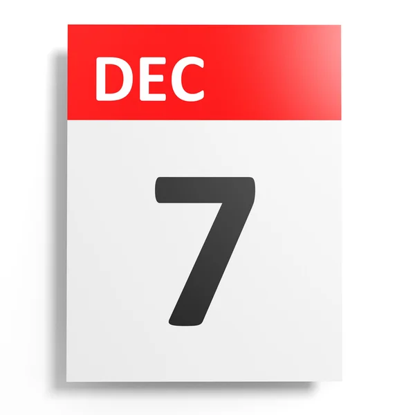 Calendario su sfondo bianco. 7 dicembre . — Foto Stock