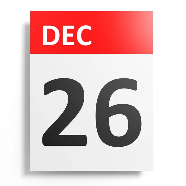 Calendário sobre fundo branco. 26 de Dezembro . — Fotografia de Stock