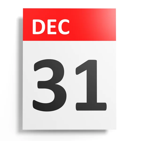 Calendário sobre fundo branco. 31 de Dezembro . — Fotografia de Stock