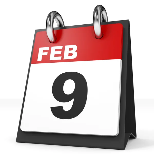 Calendar on white background. 9 February. — Stock Photo, Image