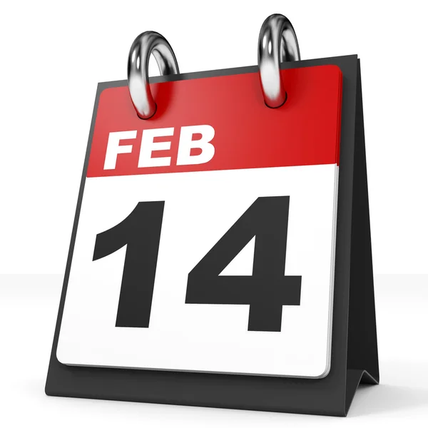 Kalender auf weißem Hintergrund. 14. Februar. — Stockfoto