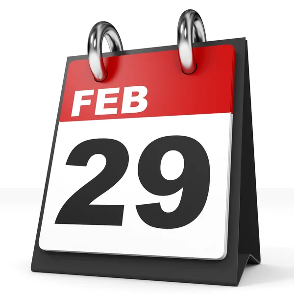 Kalender på vit bakgrund. 29 februari. — Stockfoto