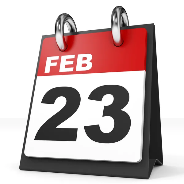 Kalendář na bílém pozadí. 23. února. — Stock fotografie