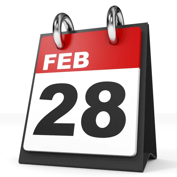 Calendar on white background. 28 February. — Stock Photo, Image