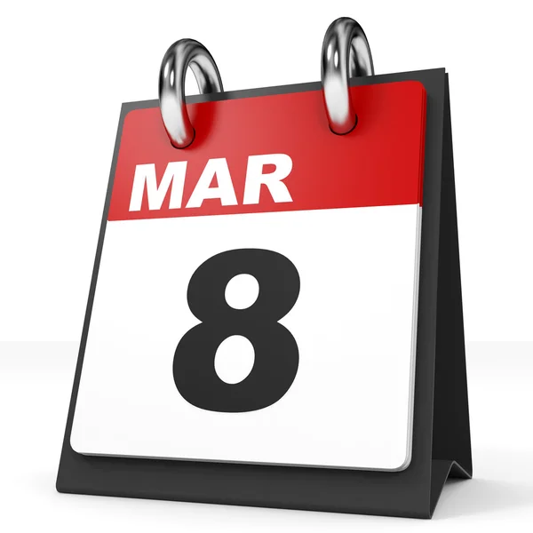 Calendario su sfondo bianco. 8 marzo . — Foto Stock