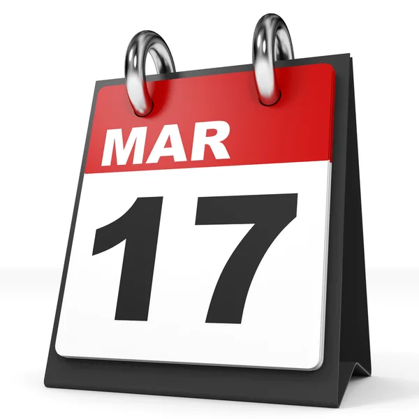 Kalender på vit bakgrund. 17 mars. — Stockfoto