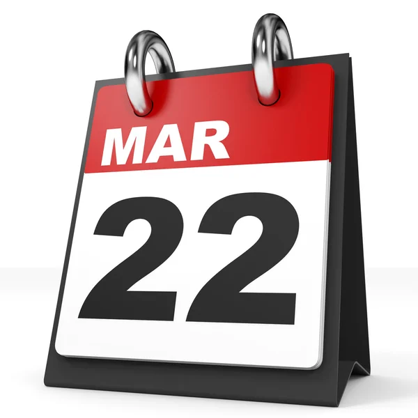 Календарь на белом фоне 22 марта . — стоковое фото
