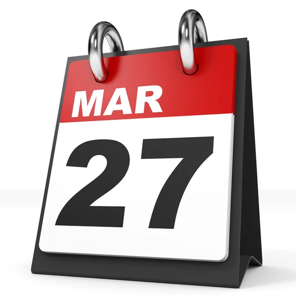 Kalender op witte achtergrond. 27 maart. — Stockfoto