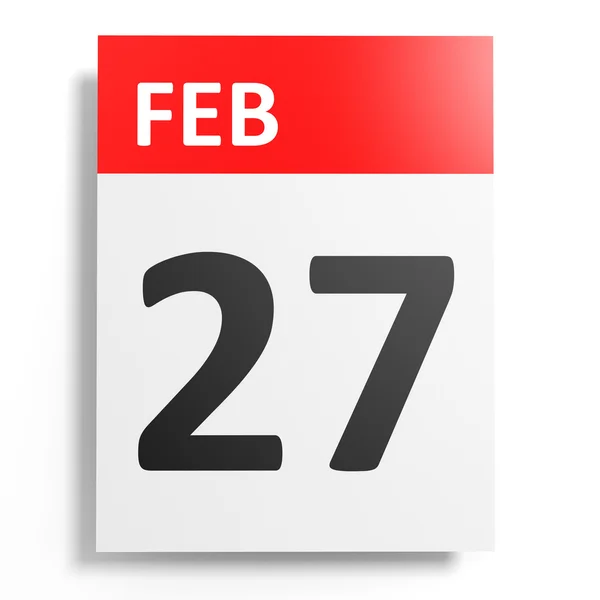 Kalendář na bílém pozadí. 27. února. — Stock fotografie