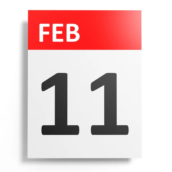 Calendario sobre fondo blanco. 11 de febrero . — Foto de Stock