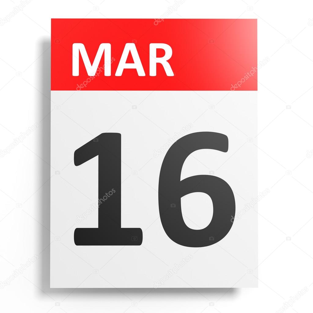 Kalender på hvid baggrund. 16. marts . — Stockfoto © iCreative3D #95752426