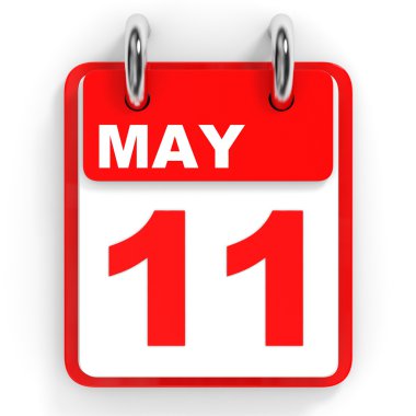 Takvim beyaz zemin üzerinde. 11 Mayıs. 
