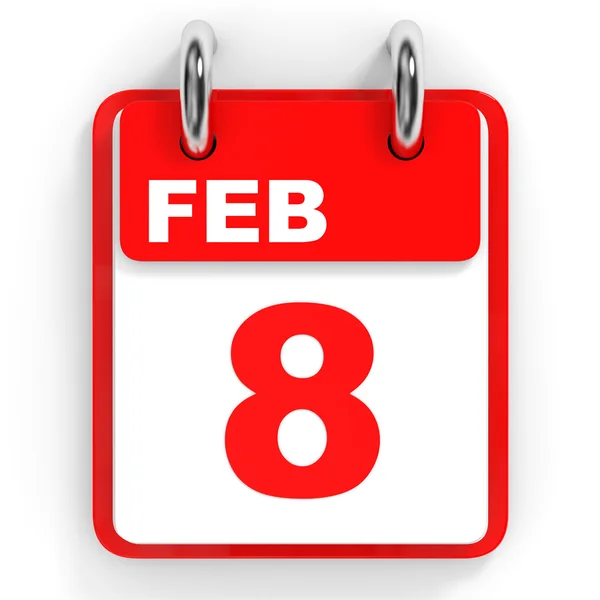 Calendar on white background. 8 February. — Stock Photo, Image