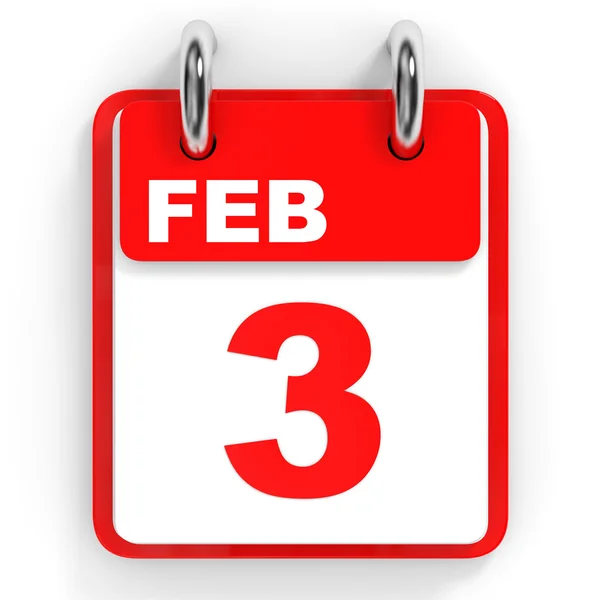 Calendar on white background. 3 February. — Stock Photo, Image
